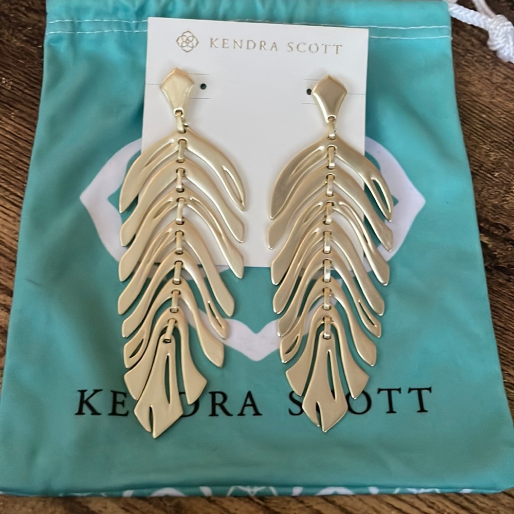 Gold Kendra Scott Banana Leaf earrings